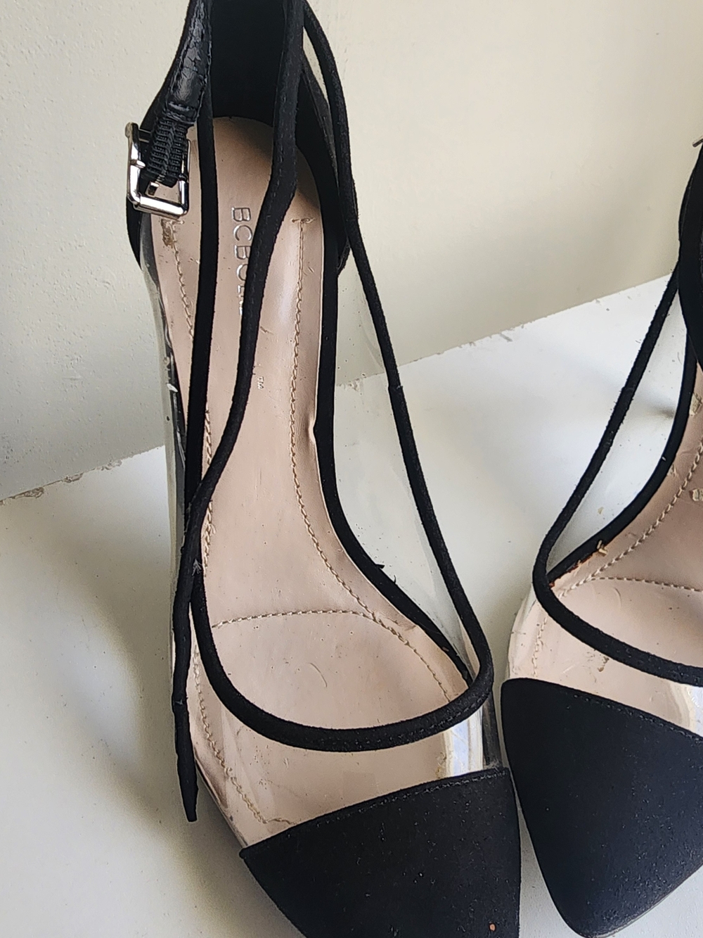 BCBG Black Strappy Pointed-Toe Heels